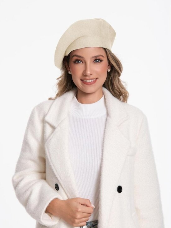 Women\'s French Style Double Layer Winter Autumn Warm, Soft Beanie Hat Cap Beige
